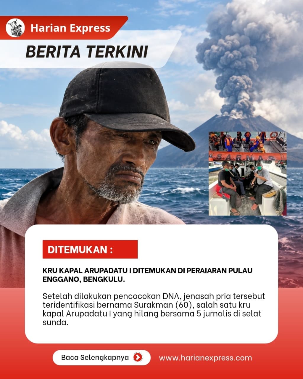 Jenazah di Enggano Teridentifikasi, Ternyata ABK KM Arupadatu I yang Hilang di Selat Sunda